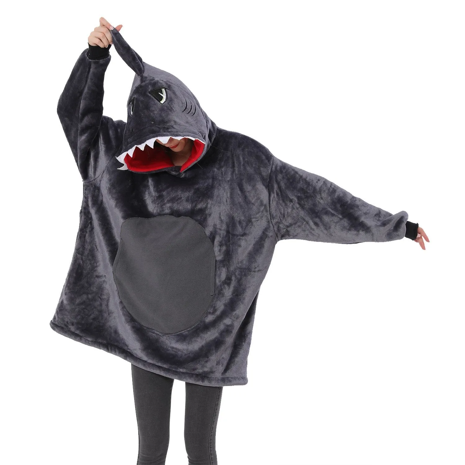 Grey Shark Animals Costume Keep Warm Cozy Lazy TV Blanket Pajamas