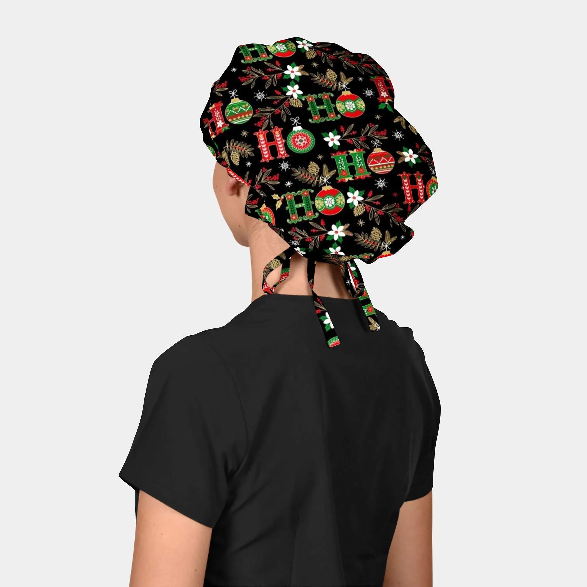 Holly Jolly Cheer - Poppy Bouffant Surgical Scrub Hat