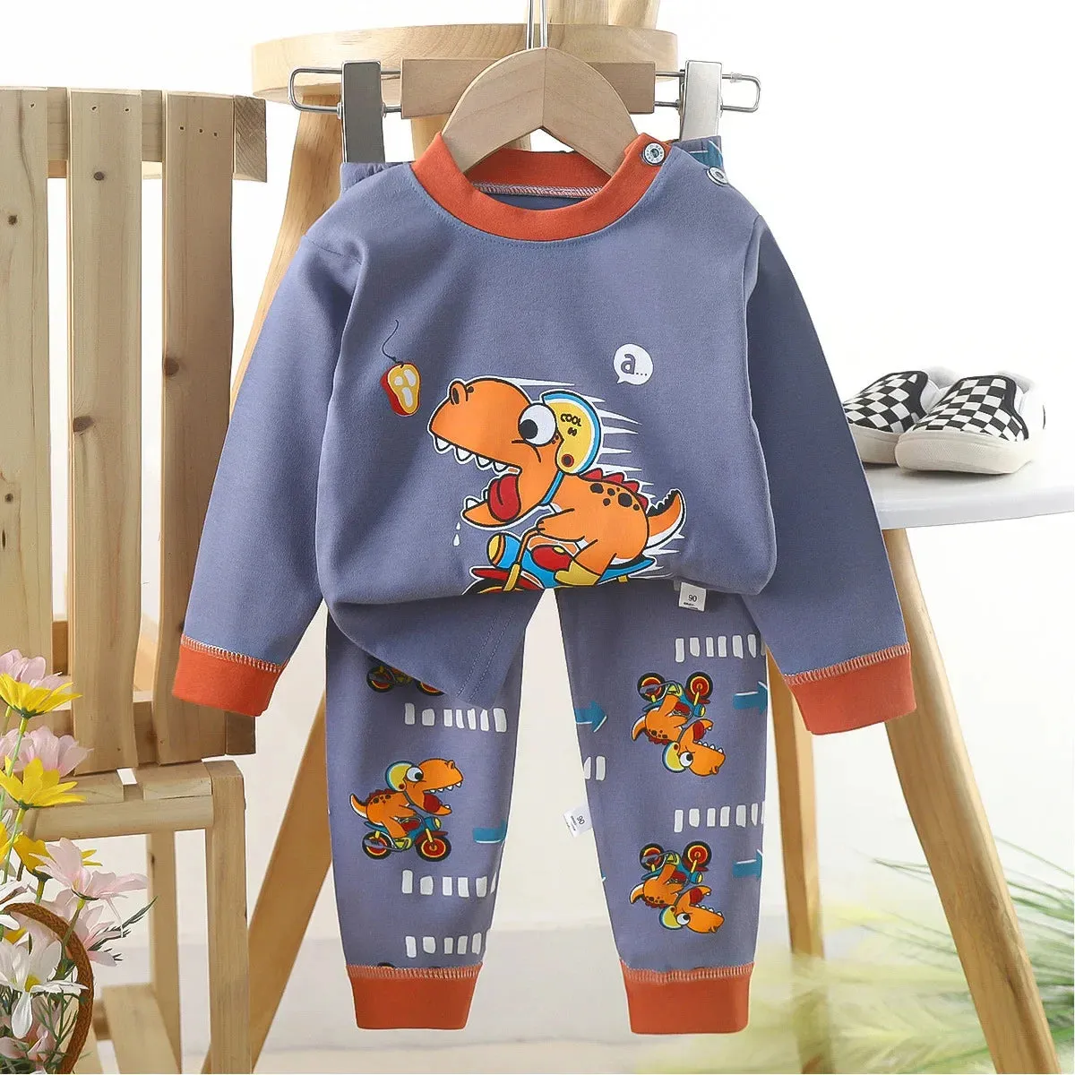 Kids Boys Casual Warm Cotton Pajamas Cute Cartoon Bear Long Sleeve T-Shirt Tops   Pants New Baby Autumn Sleepwear Clothing Sets