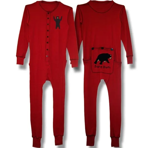 Men and Women's Plain Rib Bare Button Pyjamas.