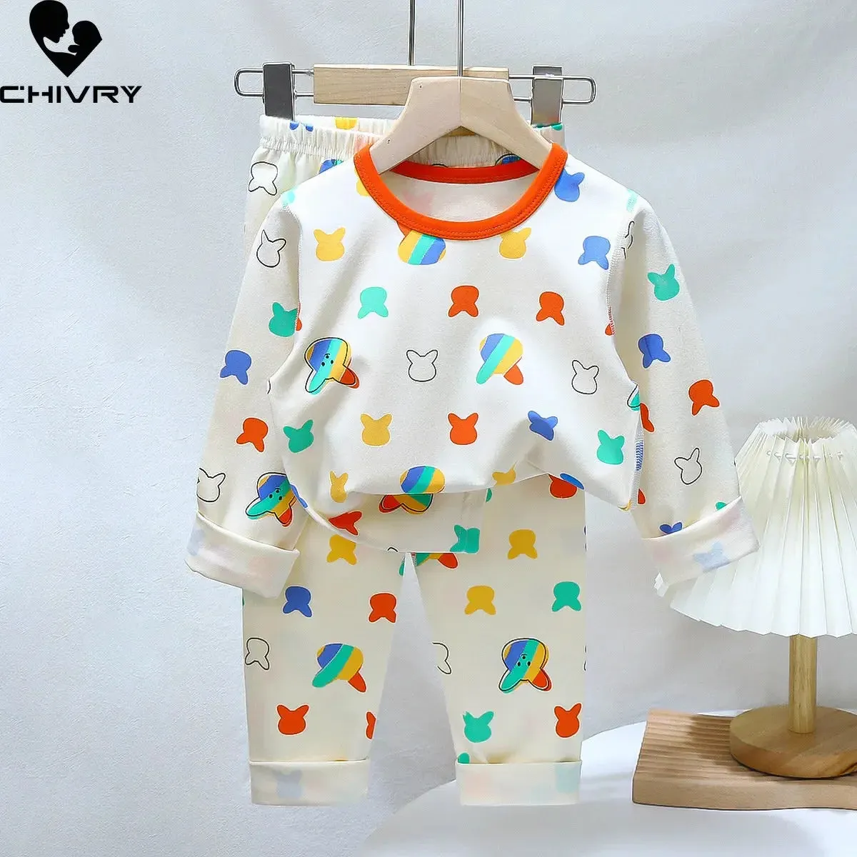 New 2023 Kids Boys Girls Pajamas Sets Cartoon Long Sleeve Lycra T-Shirt Tops with Pants Baby Spring Autumn Sleepwear Clothes