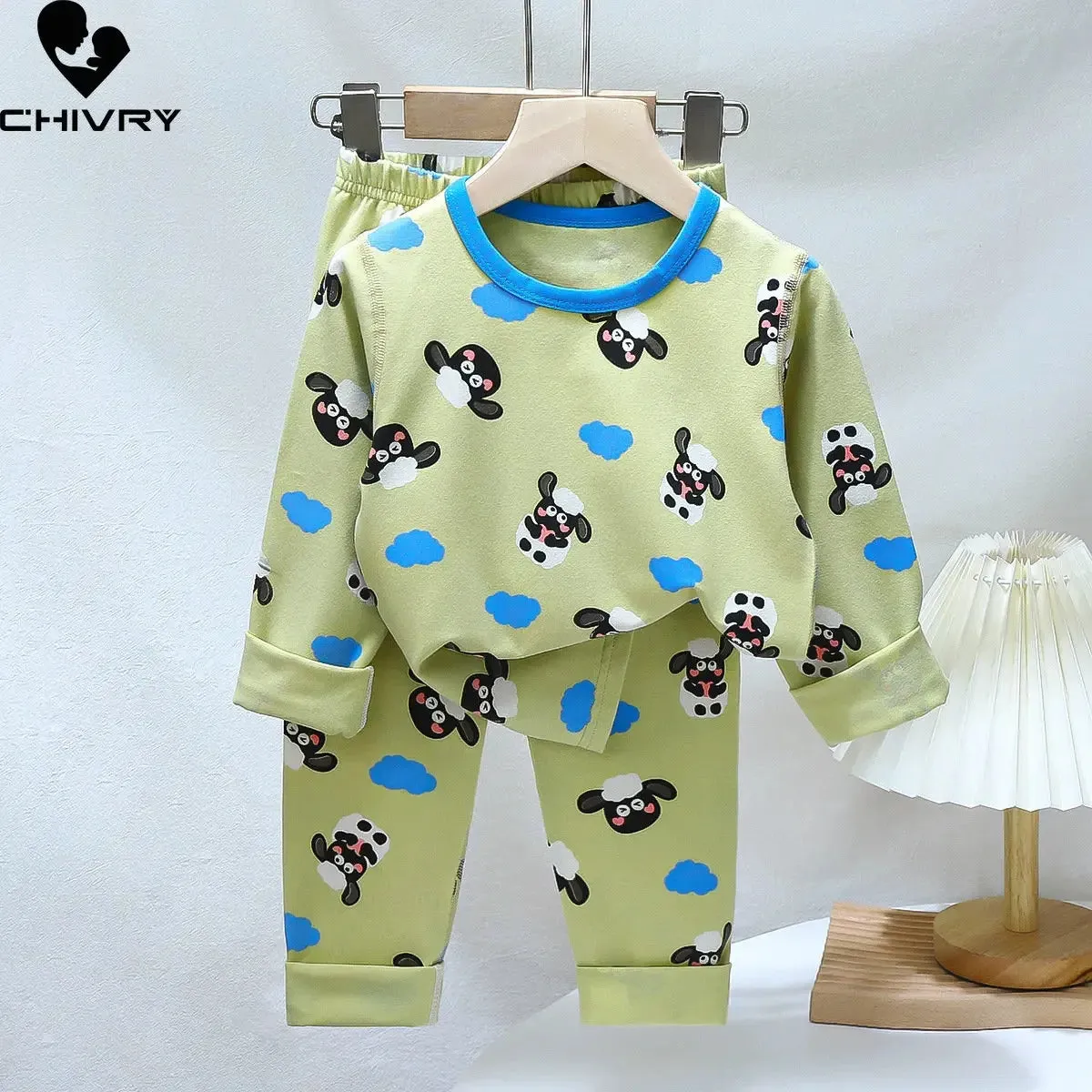 New 2023 Kids Boys Girls Pajamas Sets Cartoon Long Sleeve Lycra T-Shirt Tops with Pants Baby Spring Autumn Sleepwear Clothes