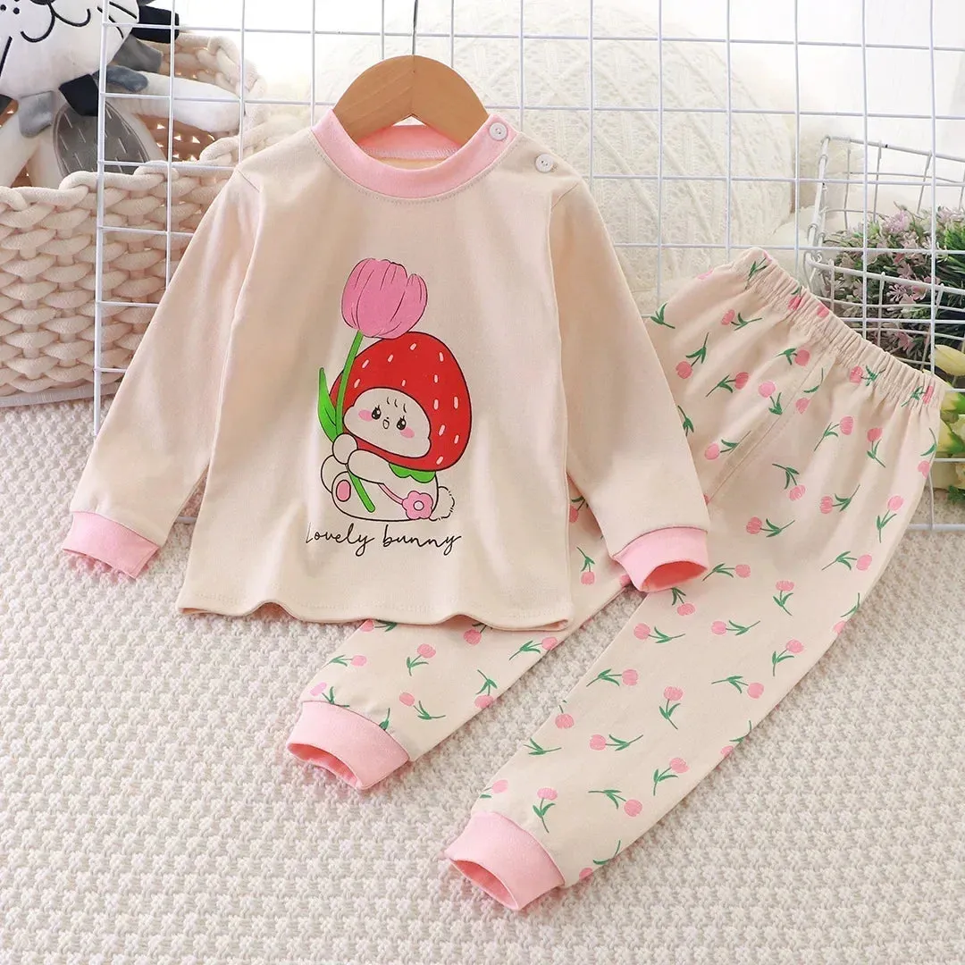 New Baby Boys Girls Pure Cotton Warm Pajamas Kids Cartoon Dinosaur Long Sleeve Pyjamas Children's Autumn Underwear Clothing Sets