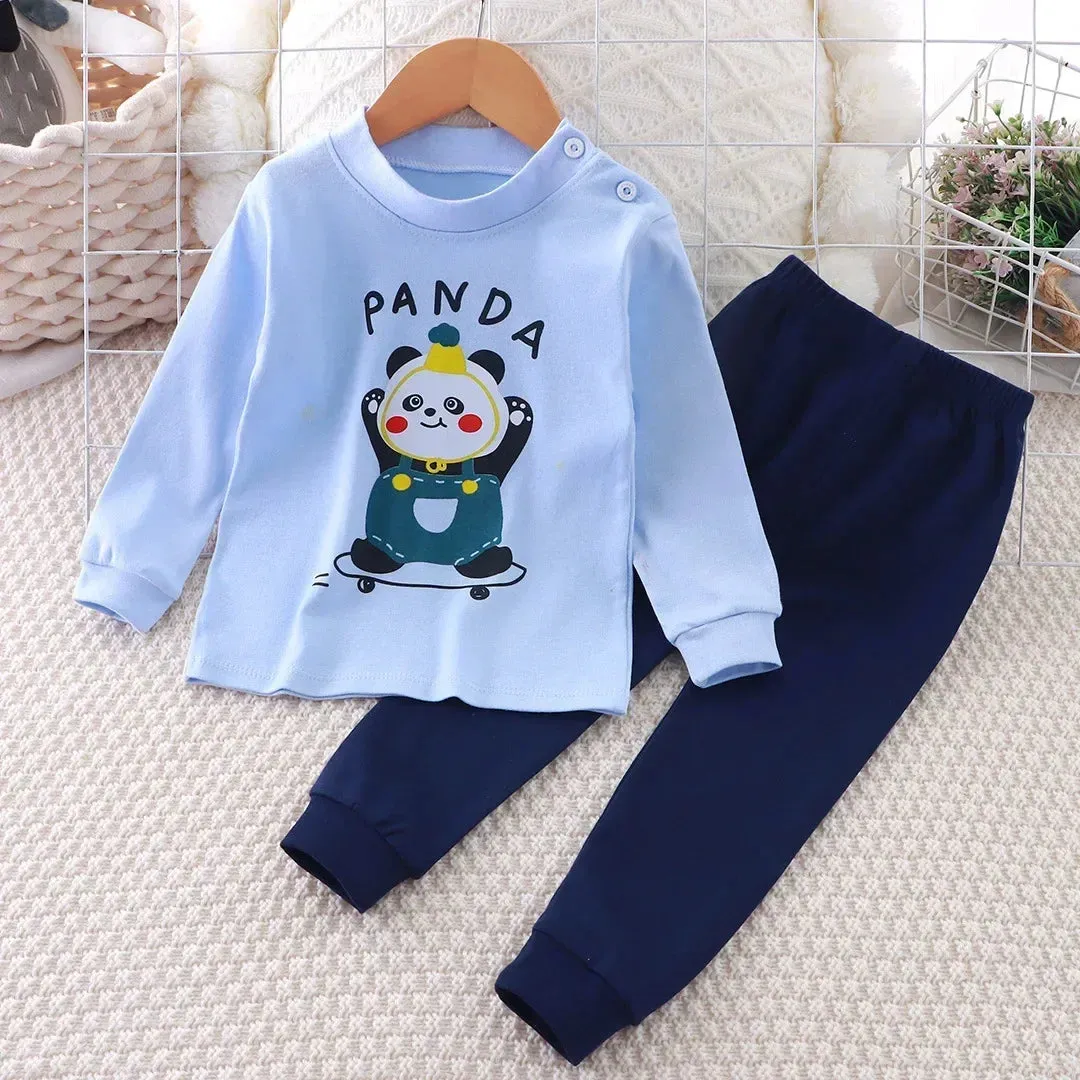 New Baby Boys Girls Pure Cotton Warm Pajamas Kids Cartoon Dinosaur Long Sleeve Pyjamas Children's Autumn Underwear Clothing Sets