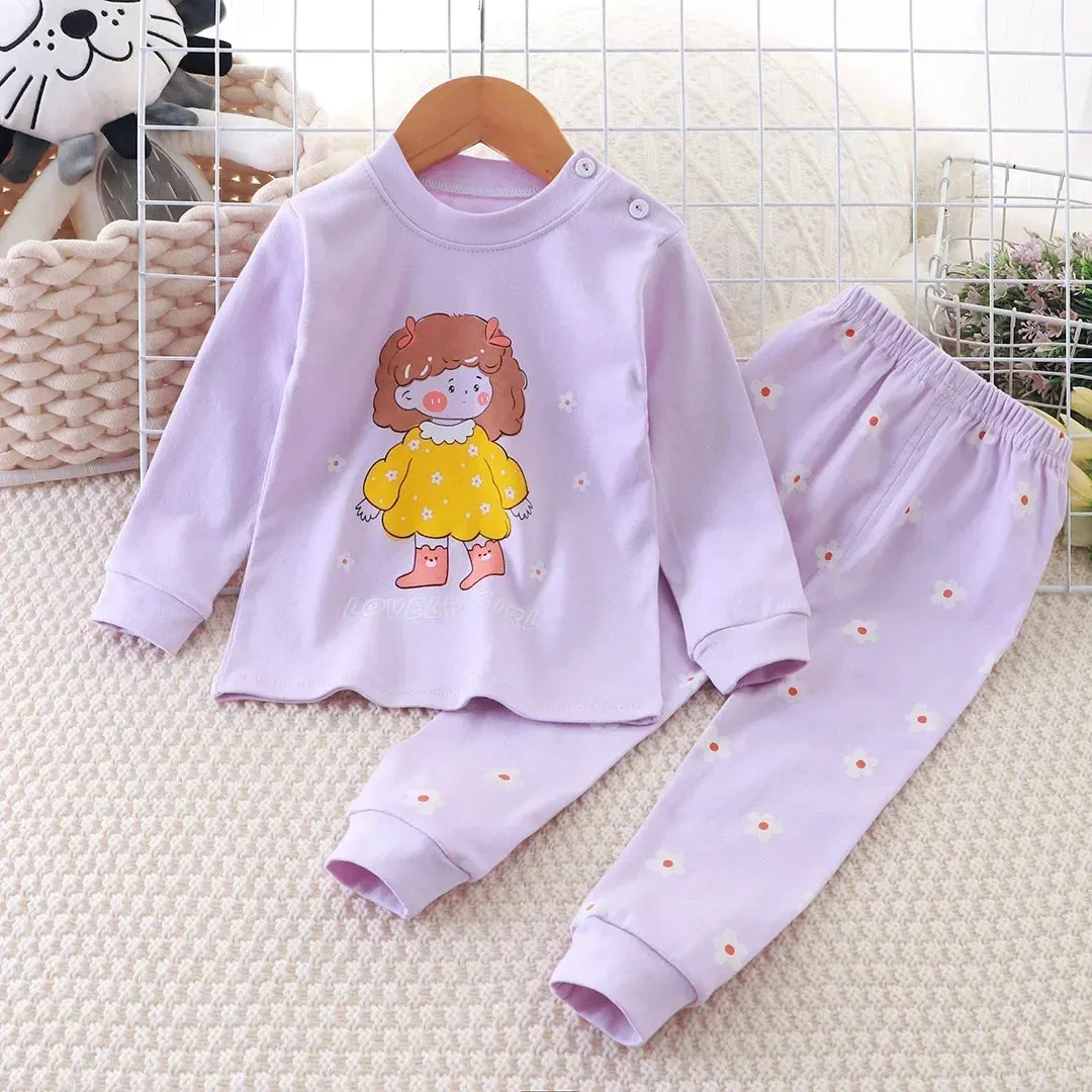 New Baby Boys Girls Pure Cotton Warm Pajamas Kids Cartoon Dinosaur Long Sleeve Pyjamas Children's Autumn Underwear Clothing Sets