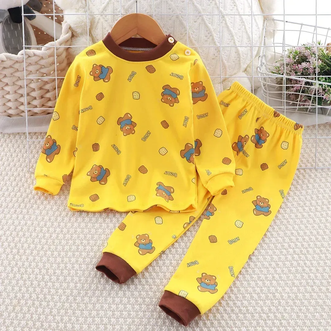 New Baby Boys Girls Pure Cotton Warm Pajamas Kids Cartoon Dinosaur Long Sleeve Pyjamas Children's Autumn Underwear Clothing Sets