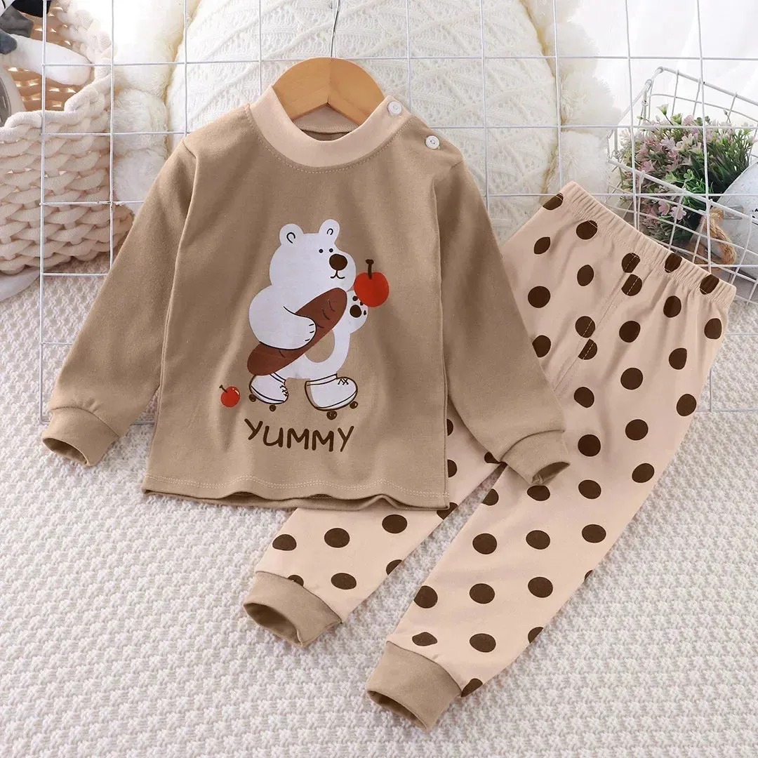 New Baby Boys Girls Pure Cotton Warm Pajamas Kids Cartoon Dinosaur Long Sleeve Pyjamas Children's Autumn Underwear Clothing Sets