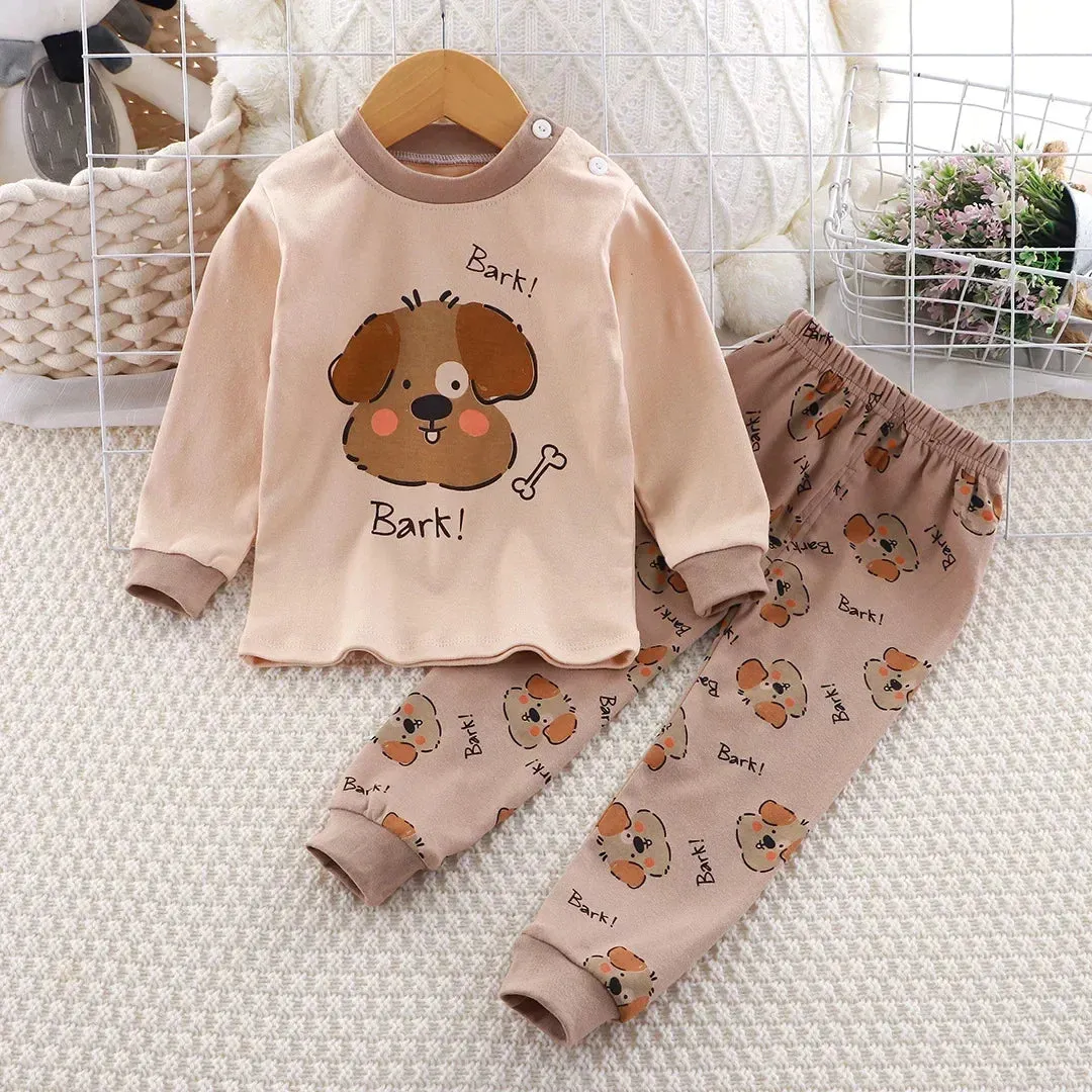 New Baby Boys Girls Pure Cotton Warm Pajamas Kids Cartoon Dinosaur Long Sleeve Pyjamas Children's Autumn Underwear Clothing Sets