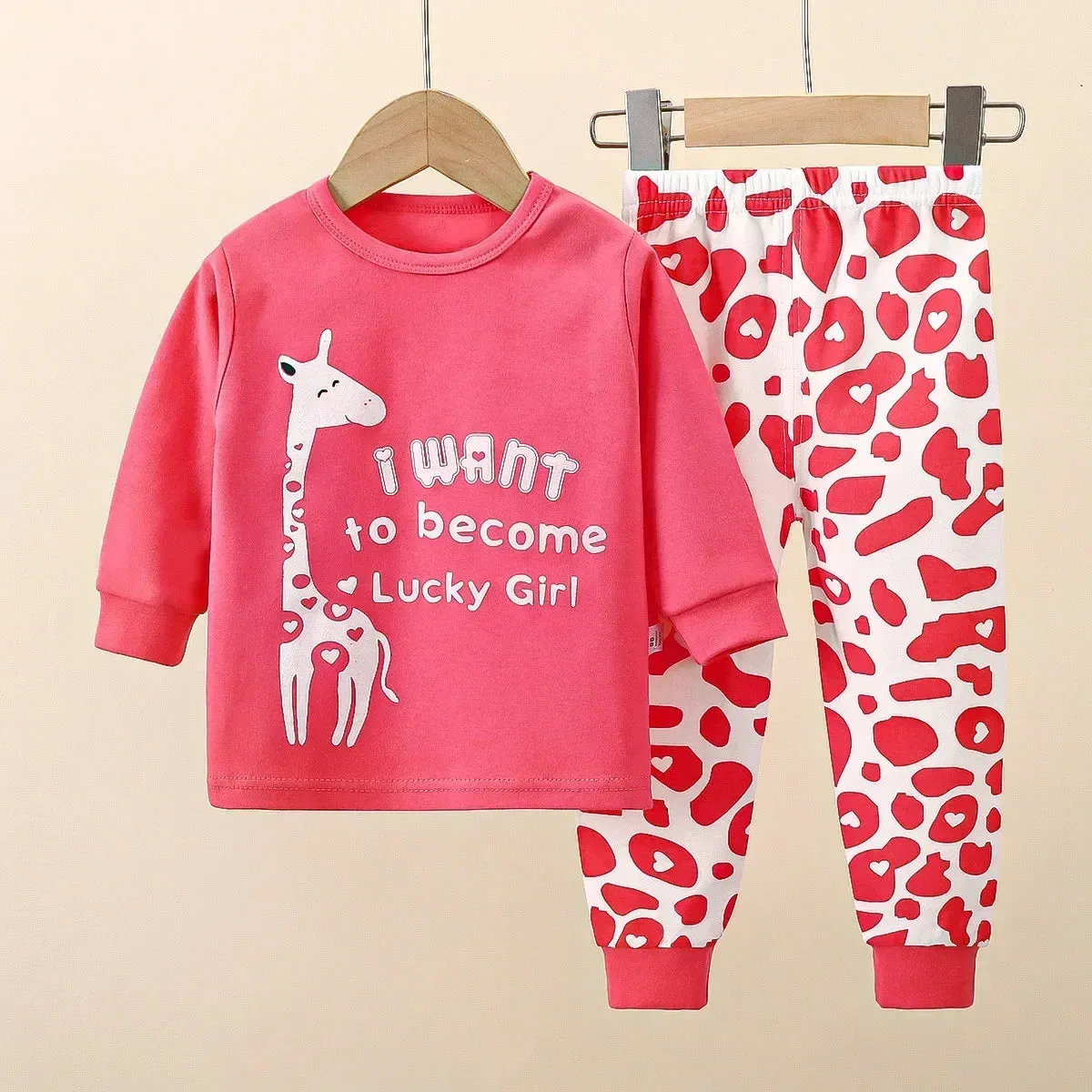 New Baby Boys Girls Warm Pajamas Kids Cute Cartoon Dinosaur O-neck T-Shirt Tops   Pants Pyjamas Autumn Underwear Clothing Sets