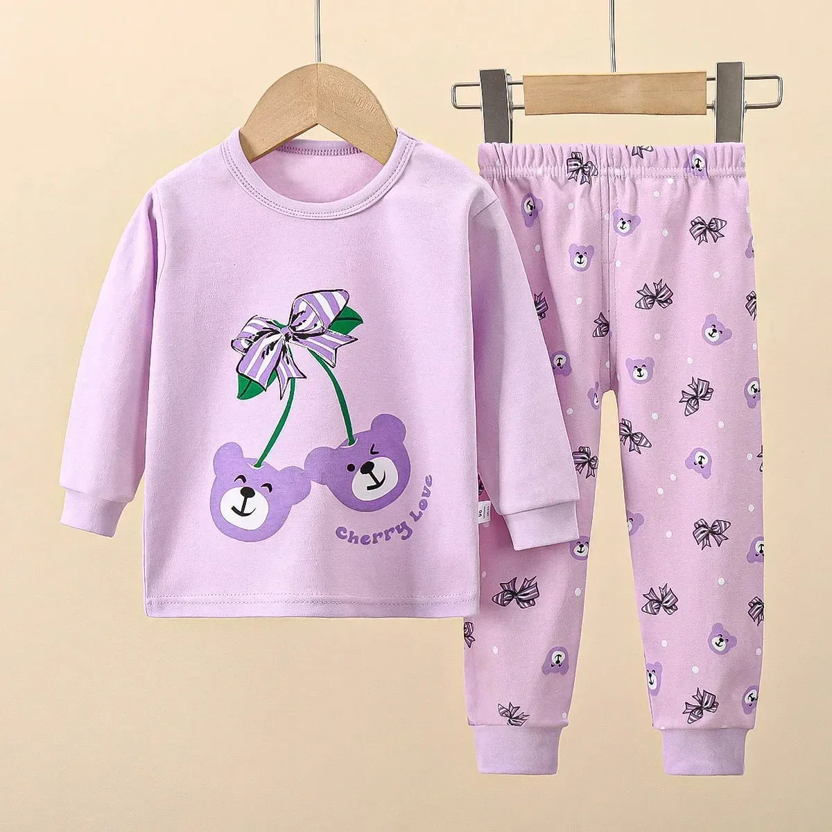 New Baby Boys Girls Warm Pajamas Kids Cute Cartoon Dinosaur O-neck T-Shirt Tops   Pants Pyjamas Autumn Underwear Clothing Sets