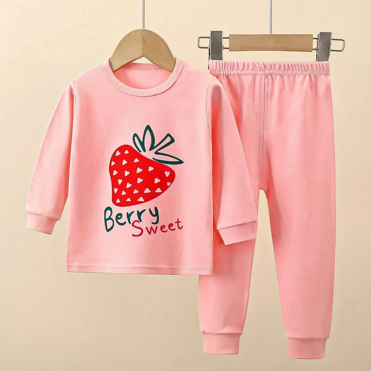 New Baby Boys Girls Warm Pajamas Kids Cute Cartoon Dinosaur O-neck T-Shirt Tops   Pants Pyjamas Autumn Underwear Clothing Sets