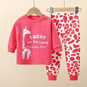 New Baby Boys Girls Warm Pajamas Kids Cute Cartoon Dinosaur O-neck T-Shirt Tops   Pants Pyjamas Autumn Underwear Clothing Sets