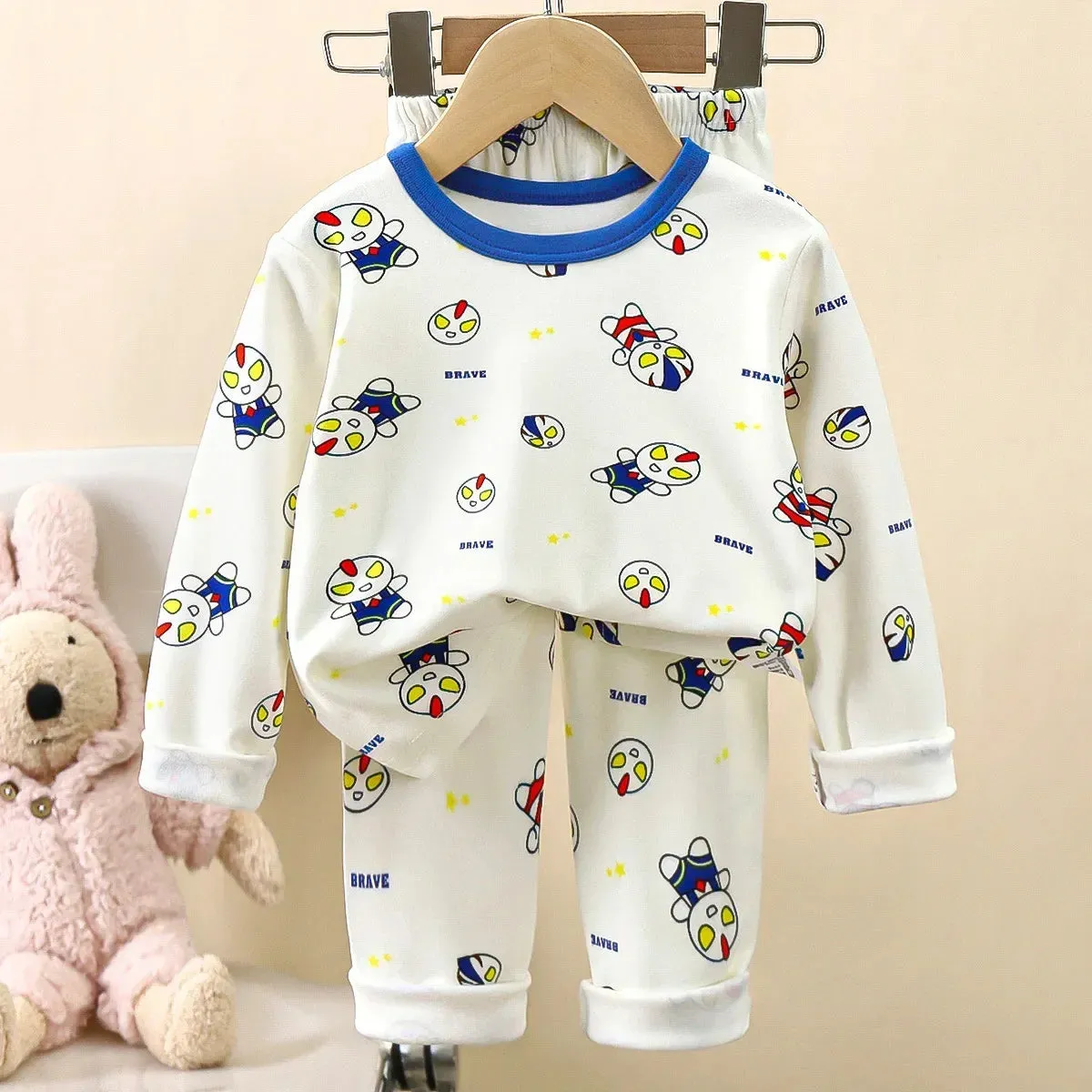 New Kids Boys Girls Pajamas Cute Cartoon Panda Long Sleeve T-Shirt Tops   Pants Baby Spring Autumn Sleepwear Clothing Sets