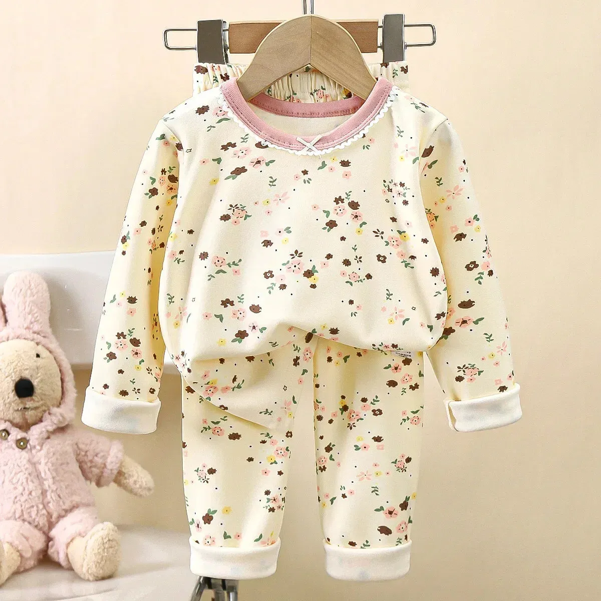 New Kids Boys Girls Pajamas Cute Cartoon Panda Long Sleeve T-Shirt Tops   Pants Baby Spring Autumn Sleepwear Clothing Sets