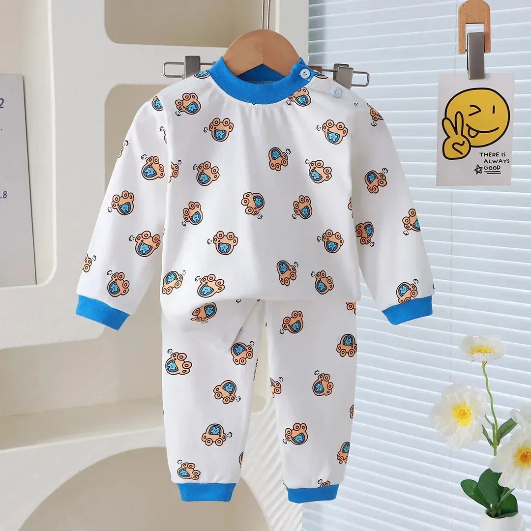 New Kids Boys Girls Pure Cotton Pajamas Cartoon Long Sleeve T-Shirt Tops with Pants Toddler Baby Autumn Sleepwear Clothing Sets