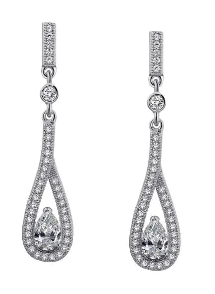 Pear Drop Earrings Simulated Diamonds E0018CLP