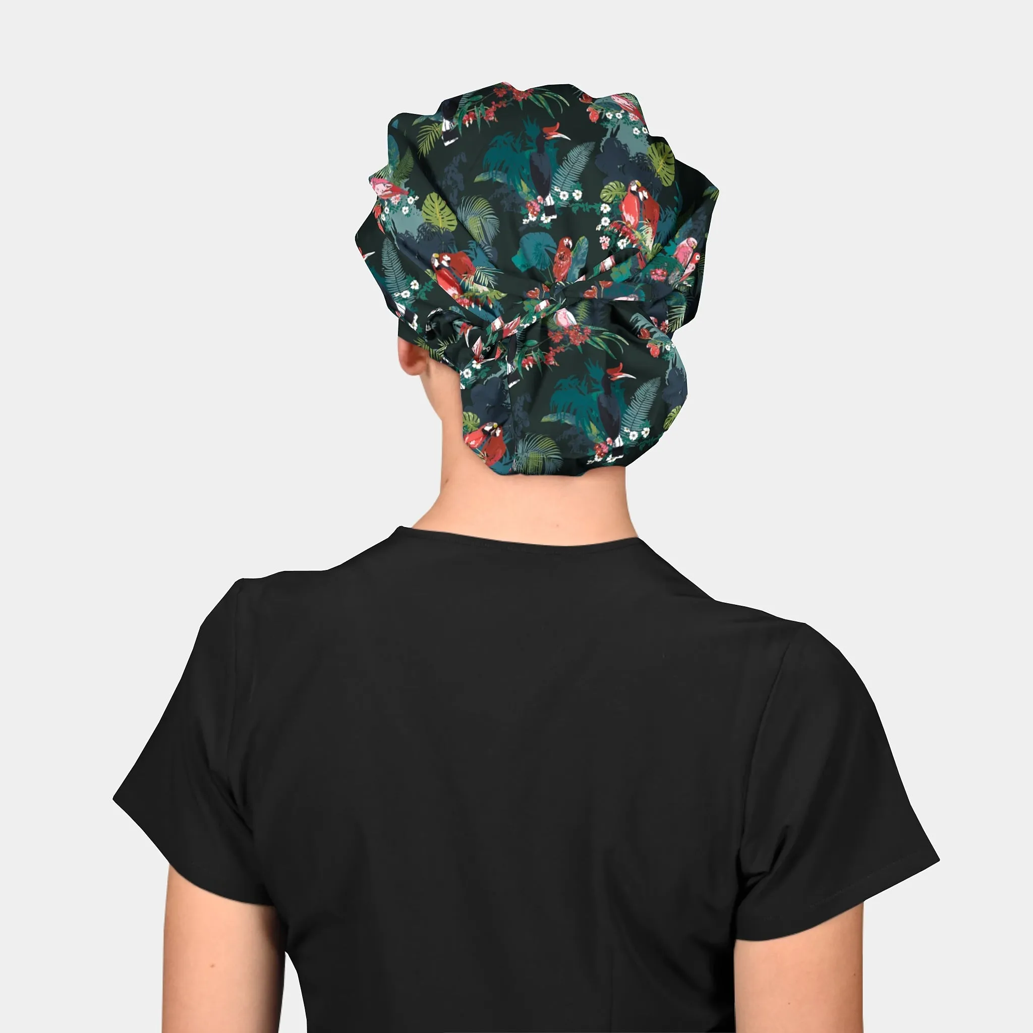 Rainforest Chorus - Poppy Bouffant Medical Scrub Hat