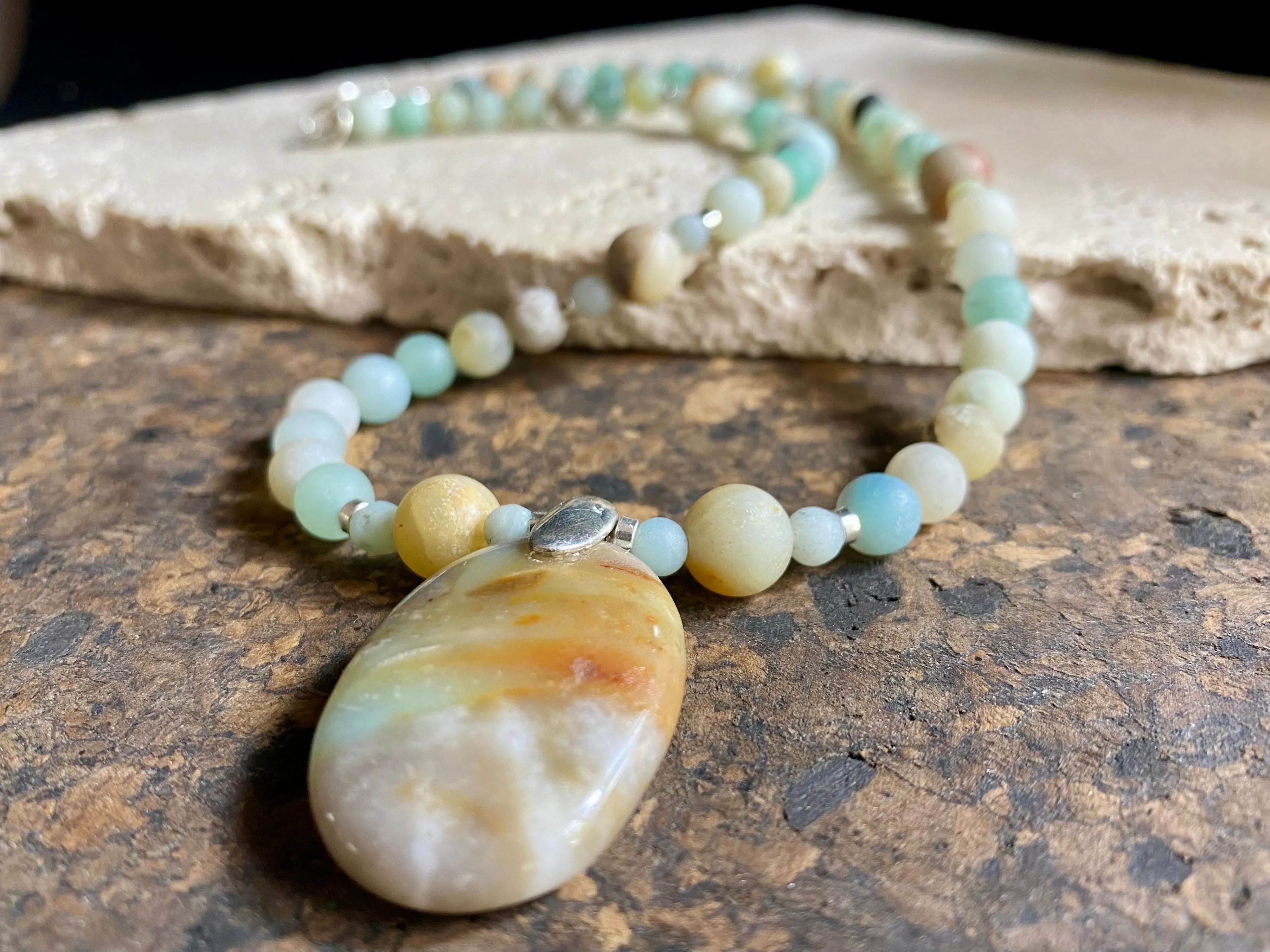 Soft Blue Amazonite Pendant Necklace