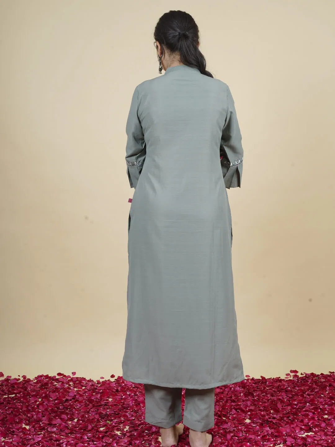 Soft Teal Embellished Kurta Set