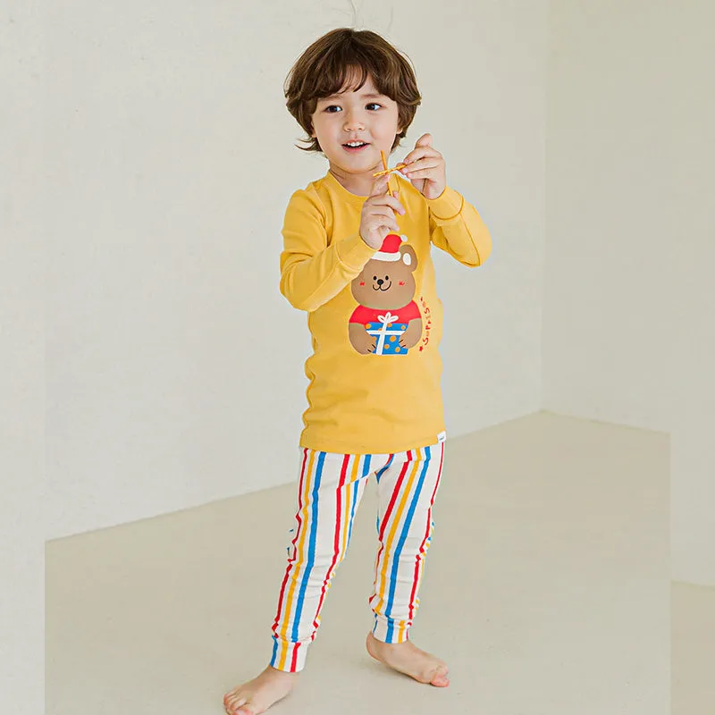 Spandex Brushed Fabric pajamas set-Gift Bear