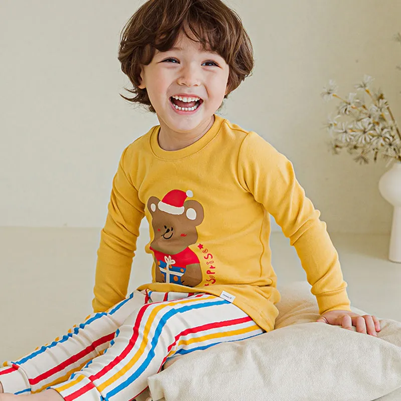 Spandex Brushed Fabric pajamas set-Gift Bear