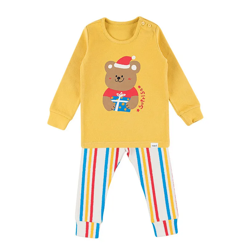 Spandex Brushed Fabric pajamas set-Gift Bear