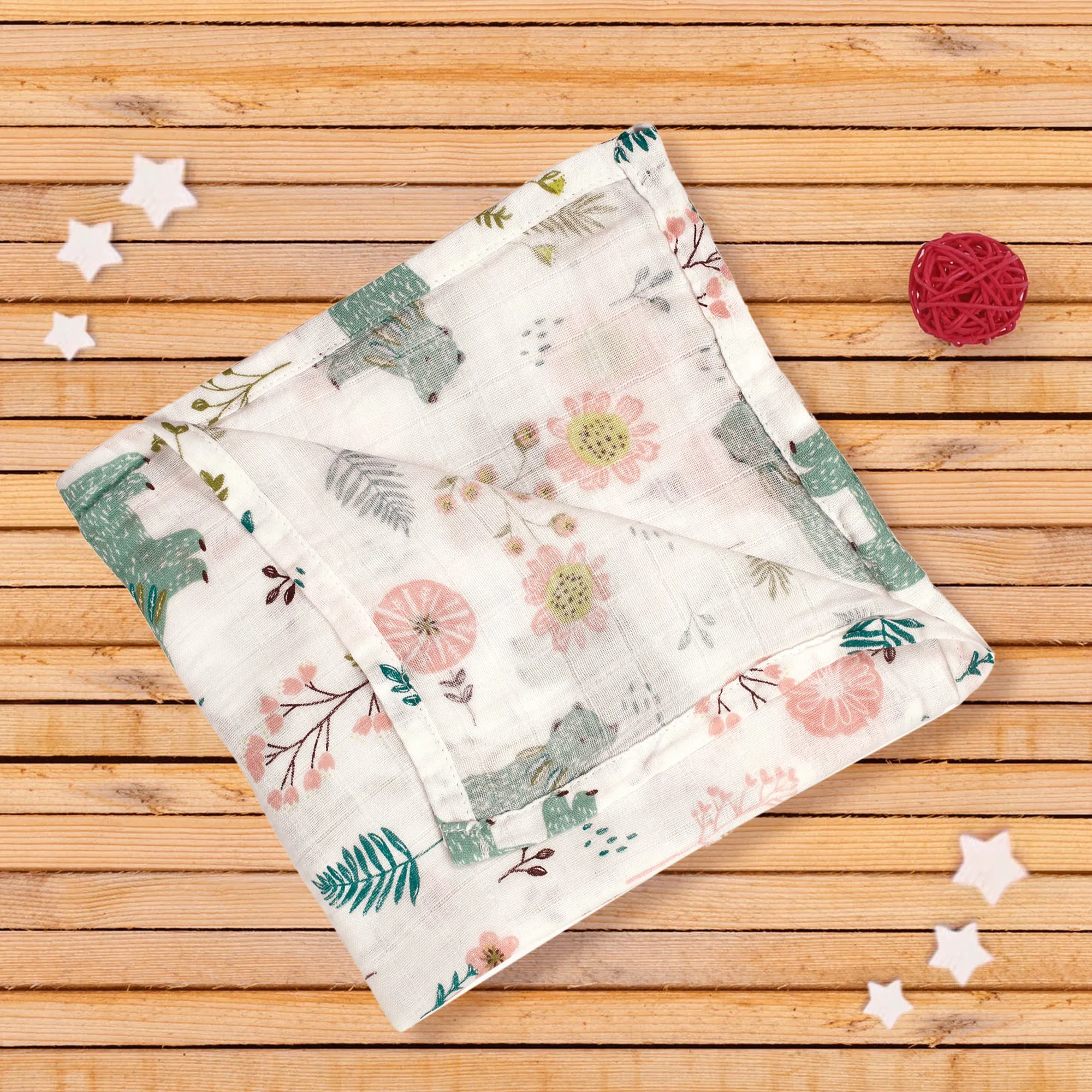 Sweet Bear Green Muslin Swaddle