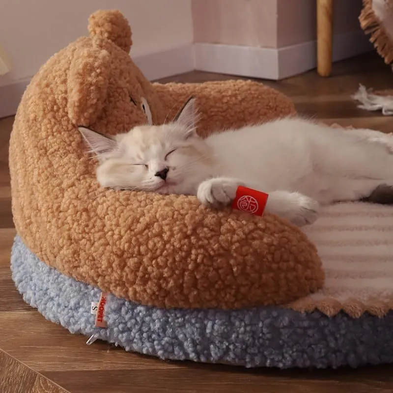 Washable Cozy Cat Bed with High Backres